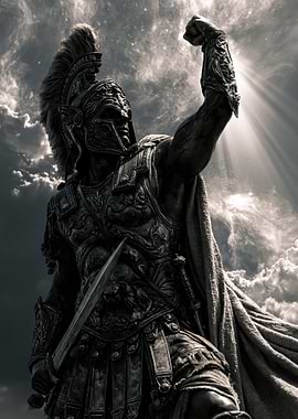 Triumphant Spartan Warrior Statue