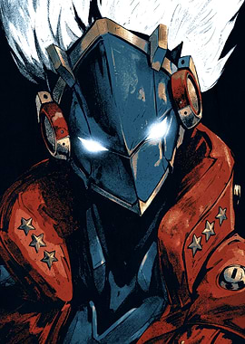 Cybernetic Knight with Glowing Eyes