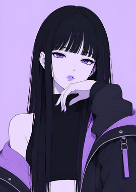 Anime Girl with Purple Aesthetic