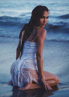 Megan Fox Posing on Beach
