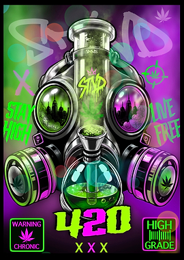 420 Gas Mask Bong Poster
