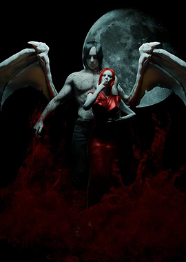Gothic Demon and Woman in Red