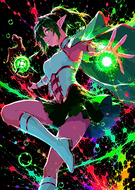 Elf Mage Casting Green Magic