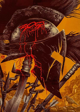 300 Spartan Helmet Movie Poster Art