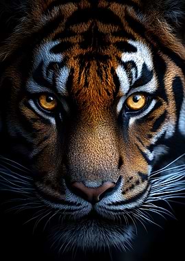 Intense Close-up Tiger Portrait