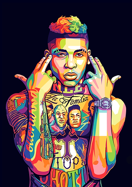 Colorful Pop Art Portrait of NLE Choppa