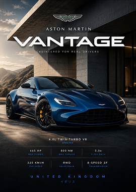 Sleek Blue Aston Martin Vantage
