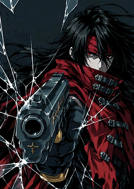 Vincent Valentine Aiming Cerberus Gun