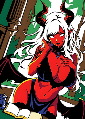 Red Succubus Anime Illustration
