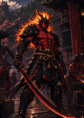 Fiery Oni Samurai Warrior
