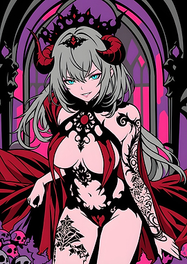 Gothic Demon Queen Anime Illustration
