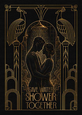 Art Deco Save Water Poster