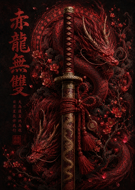 Red Dragon Katana Japanese Art