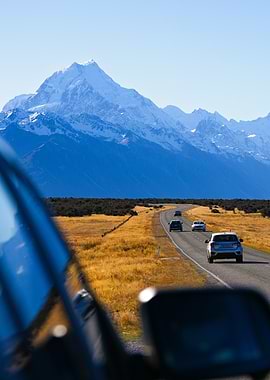 Mount Cook Road Trip Perspective in New Zealand