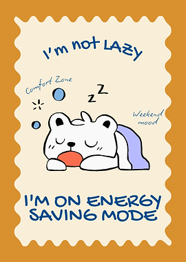 Cute Sleeping Bear Energy Saving Poster