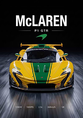 sleek race McLaren P1 GTR Poster