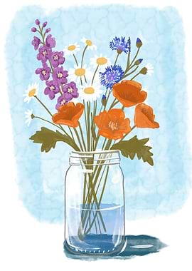 Wildflower Bouquet in Mason Jar
