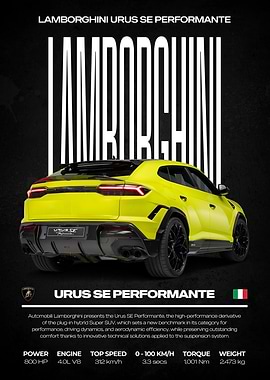 Lamborghini Urus SE Performante Poster