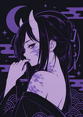 Anime Oni Girl Illustration