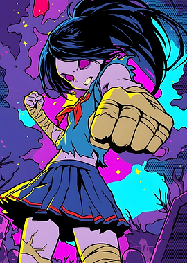 Anime Zombie Schoolgirl Punching