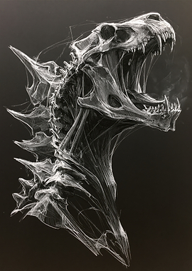 Dinosaur Skeletal Head Sketch