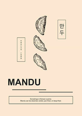Minimalist Korean Mandu Dumpling Poster
