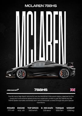 McLaren 788HS Supercar Poster