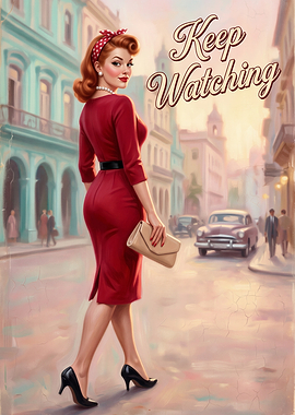 Vintage Pin-up Style Keep Watching Poster