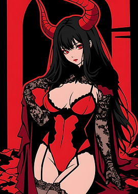 Anime Succubus Demon Girl Illustration