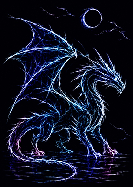 Glowing Neon Fractal Dragon