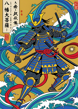 Samurai Warrior with Blue Armor