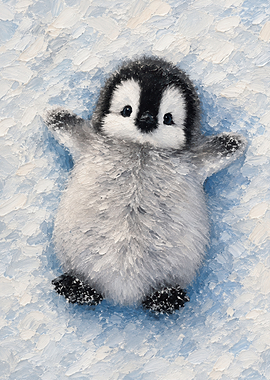 Cute Baby Penguin Painting