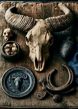 Western Rustic Skull and Artifact Collection