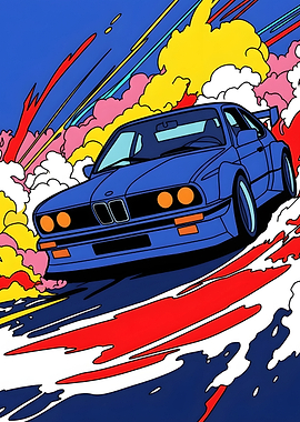 Pop Art BMW E30 M3 Drift