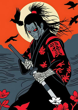 Dark Samurai Warrior with Katana