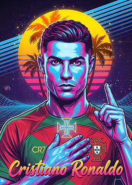 Retro Synthwave Cristiano Ronaldo Portrait
