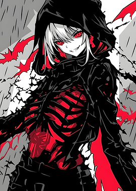 Anime Girl with Skeleton Ribcage Hoodie