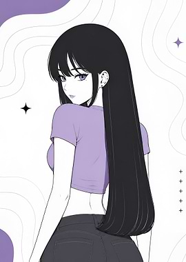 Anime Girl with Long Black Hair