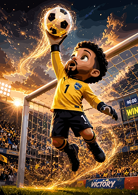 Chibi Goalkeeper Making Epic Save