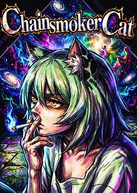 Chainsmoker Cat Anime Style Illustration