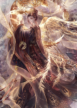 Ethereal Empress with Golden Phoenix Wings