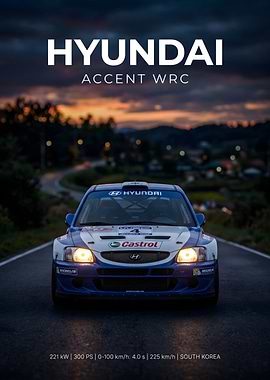 Hyundai Accent WRC Rally Car Poster