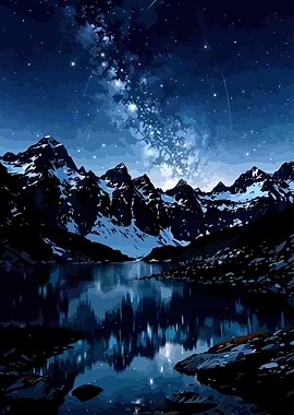 Milky Way Over Mountain Lake