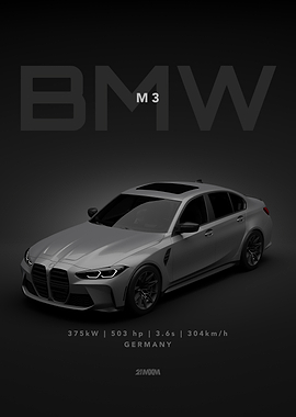 Minimalist BMW M3 Poster
