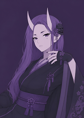 Anime Oni Devil Girl Portrait