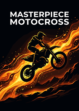 Masterpiece Motocross Flaming Rider Poster