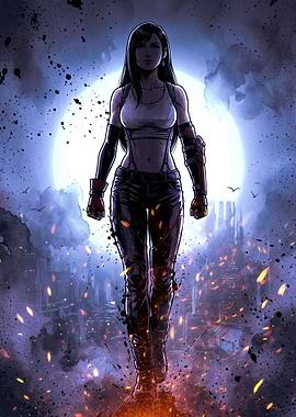 Tifa Lockhart Standing Amidst Destruction