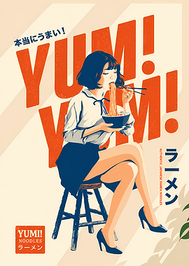 Vintage Style Ramen Advertisement Poster