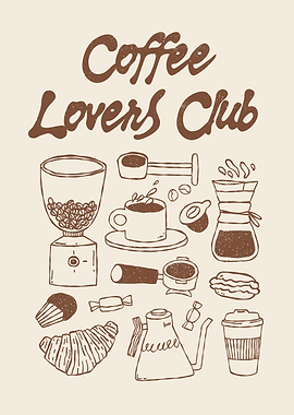 Coffee Lovers Club Hand-Drawn Illustration