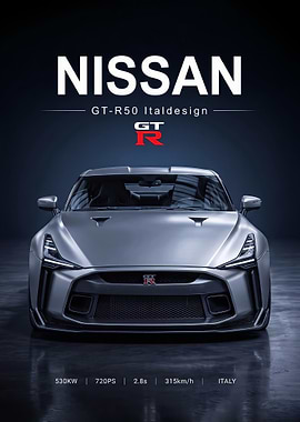 sleek Nissan GT-R50 car Poster